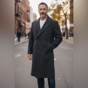 Sophisticated Dark Gray Men's Trench Coat
